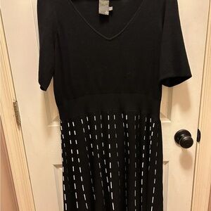 Taylor Woman Black Rayon Blend Dress with White Accents Sz 1X Plus